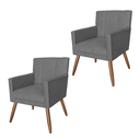 Ver imagem 1 de Jogo 2 Poltronas Estofadas Para Quarto Closet Onix Suede Cinza - LM DECOR