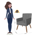 Ver imagem 5 de Jogo 2 Poltronas Estofadas Para Quarto Closet Onix Suede Cinza - LM DECOR