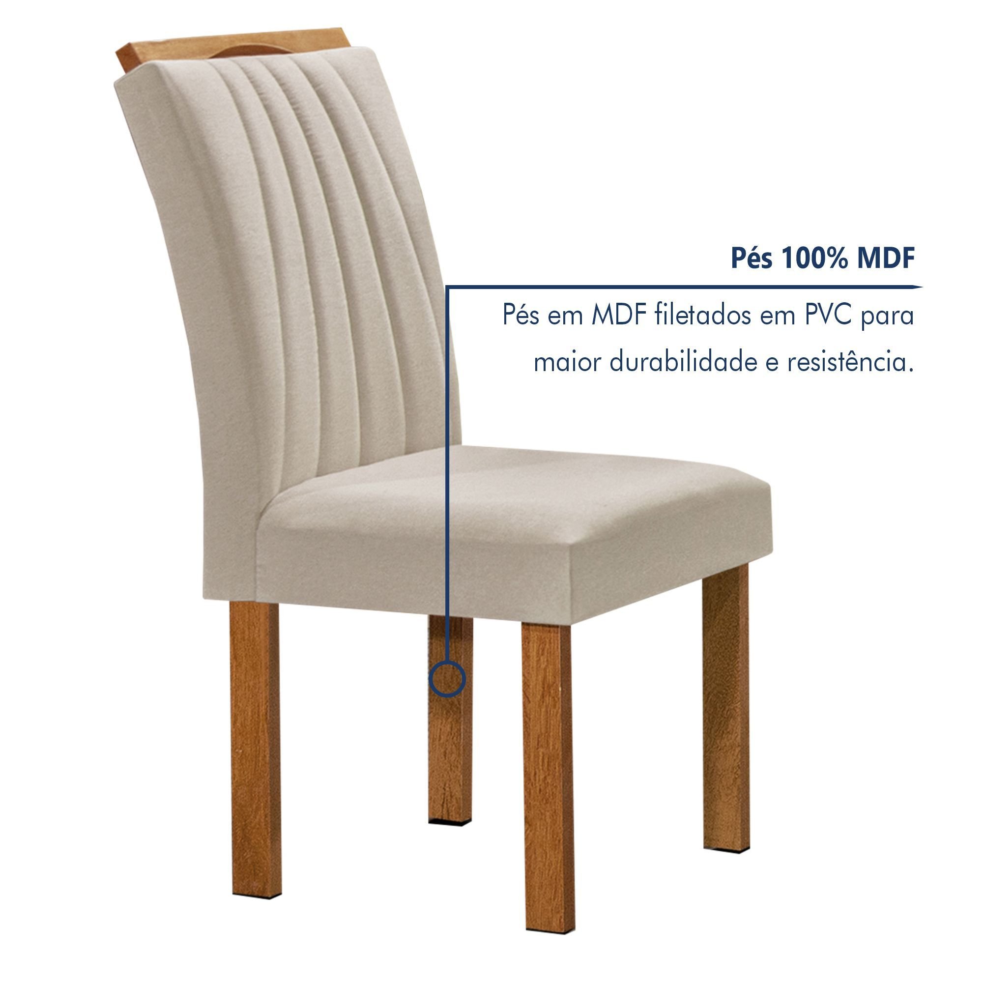 Conjunto Mesa Tampo Smart Plus Vidro Kyra 170cmx90cm 6 cadeiras Arizona - 5