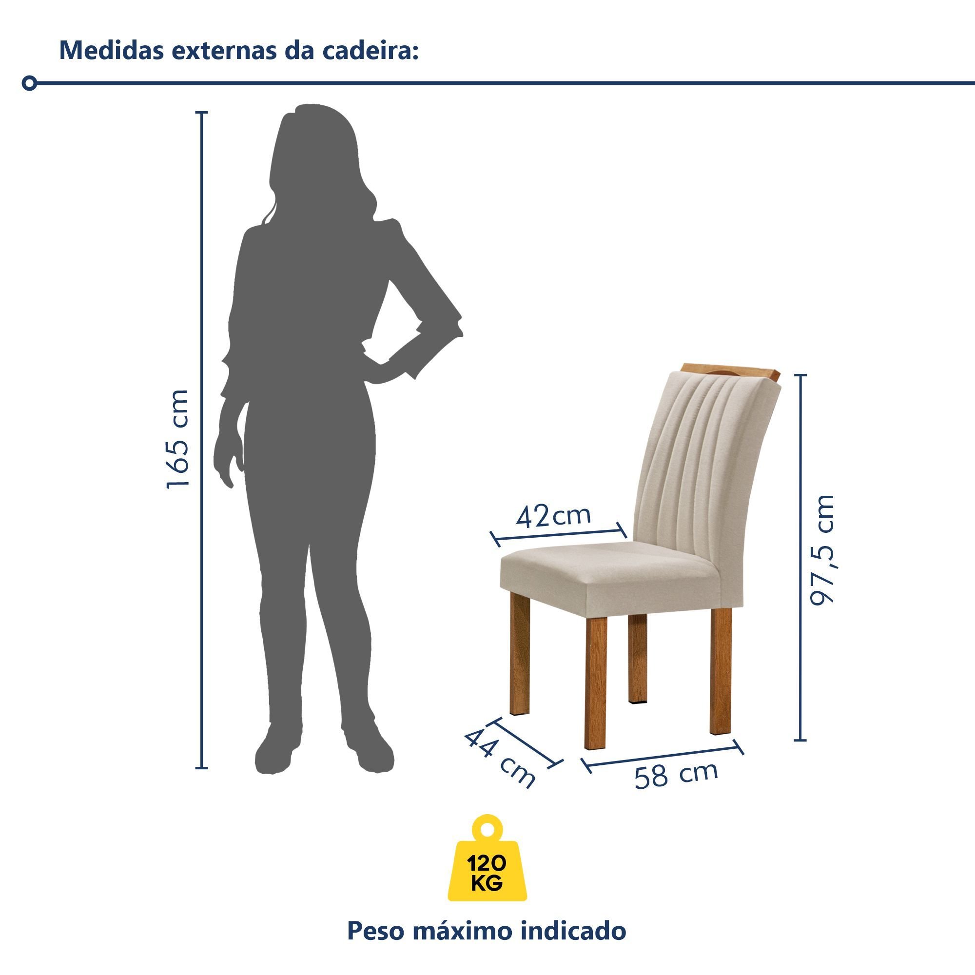 Conjunto Mesa Tampo Smart Plus Vidro Kyra 170cmx90cm 6 cadeiras Arizona - 10