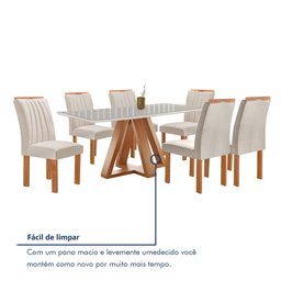 Conjunto Mesa Tampo Smart Plus Vidro Kyra 170cmx90cm 6 cadeiras Arizona - 9