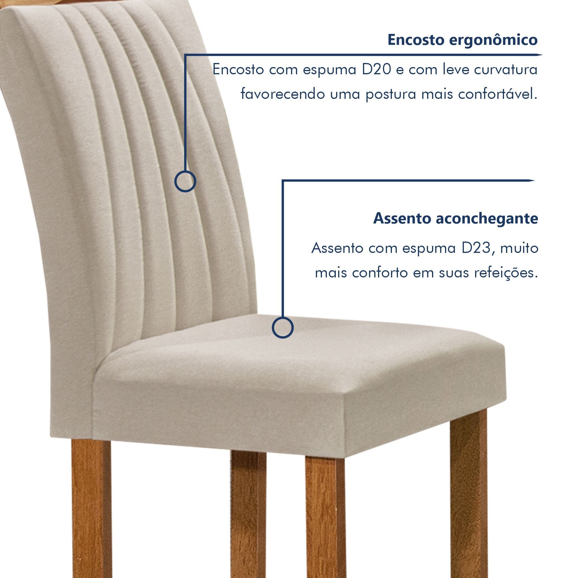 Conjunto Mesa Tampo Smart Plus Vidro Kyra 170cmx90cm 6 cadeiras Arizona - 6