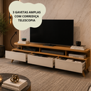 Ver imagem 3 de Rack para TV 70 Polegadas com 3 Gavetas Vivare Wood 1,80 m - Off White/Freijo
