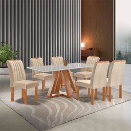 Conjunto Mesa Tampo Smart Plus Vidro Kyra 170cmx90cm 6 cadeiras Arizona - 2