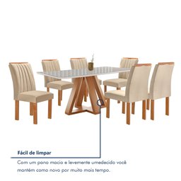 Conjunto Mesa Tampo Smart Plus Vidro Kyra 170cmx90cm 6 cadeiras Arizona - 9