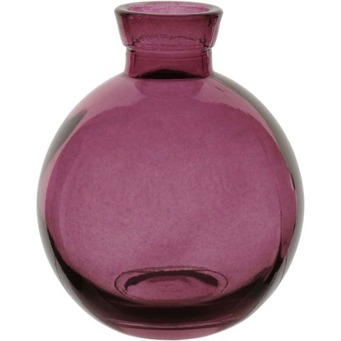 Vaso Garrafa Decorativo de Vidro Roxo 9x7x7cm Enfeite Sala Mesa Estante Aparador