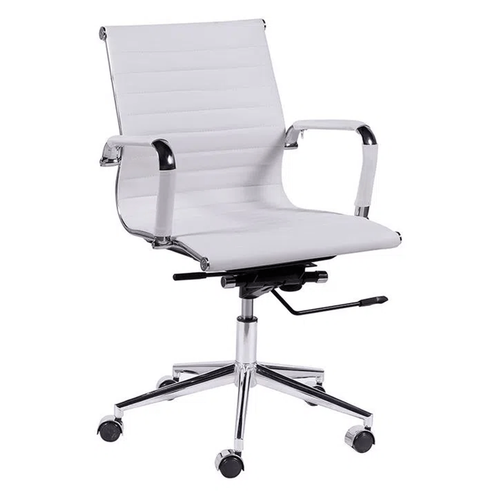 Ver imagem 2 de Kit 4 Cadeiras de Escritório Executiva Giratória Pu Branco