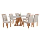 Ver imagem 2 de Conjunto Mesa Tampo Smart Plus Vidro Kyra 170CMX90CM 6 Cadeiras Arthus Bege/Cinamomo/Off White/Suede
