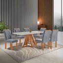 Ver imagem 1 de Conjunto Mesa Tampo Smart Plus Vidro Kyra 170CMX90CM 6 Cadeiras Arthus