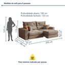 Ver mais imagens de Sofá Retrátil Montreal 4 Lugares Reclinável 290cm Veludo Bege Kc Rei de Casa