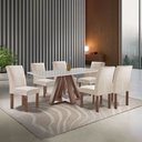 Ver imagem 1 de Conjunto Mesa Tampo Smart Plus Vidro Kyra 170CMX90CM 6 Cadeiras Canela