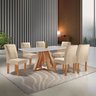 conjunto Mesa Tampo Smart Plus Vidro Kyra 170cmx90cm 6 Cadeiras Canela - 1