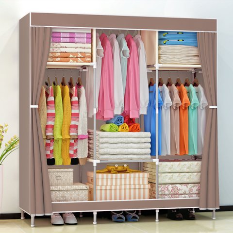 Guarda Roupa Dobrável Organizador Armário para Organizar Roupas - Bege