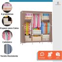 Ver imagem 3 de Guarda Roupa Dobrável Organizador Armário para Organizar Roupas - Bege
