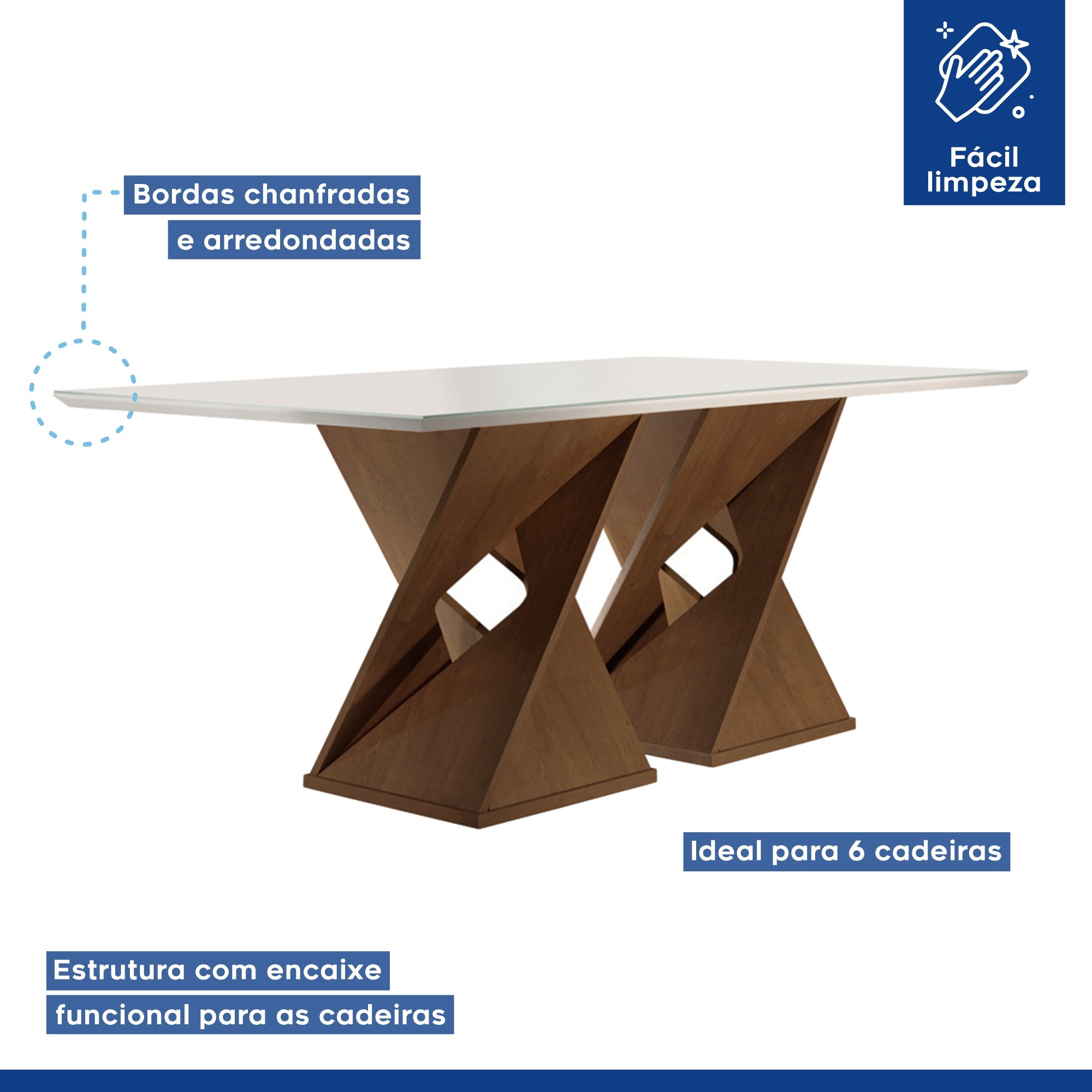 Conjunto Mesa com Vidro e 8 Cadeiras 200cmx90cm Barcelona Yescasa - 3