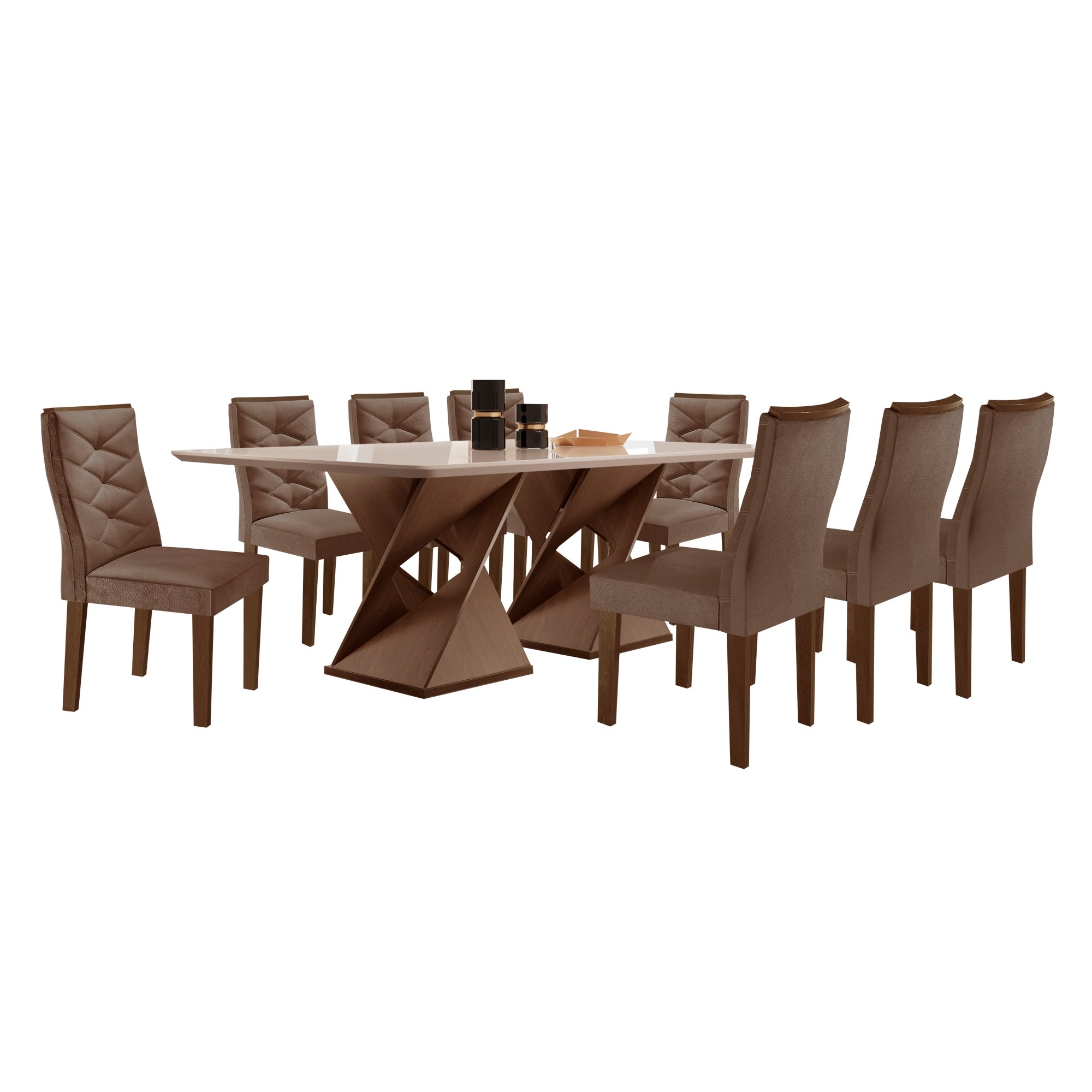 Conjunto Mesa com Vidro e 8 Cadeiras 200cmx90cm Barcelona Yescasa - 9