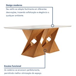 Conjunto Mesa com Vidro e 8 Cadeiras 200cmx90cm Barcelona Yescasa - 3