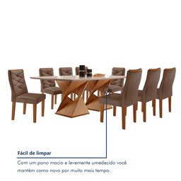 Conjunto Mesa com Vidro e 8 Cadeiras 200cmx90cm Barcelona Yescasa - 8