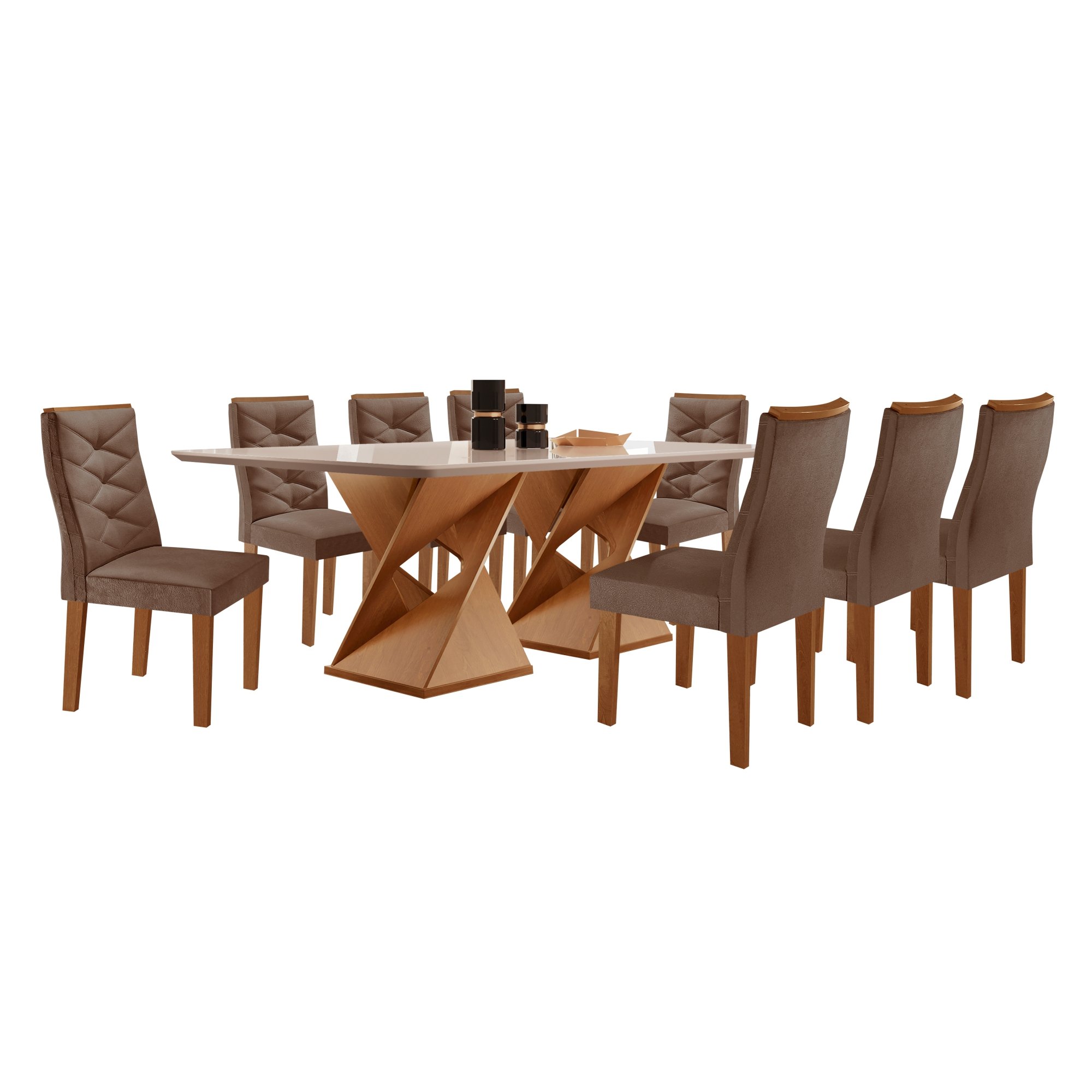 Conjunto Mesa com Vidro e 8 Cadeiras 200cmx90cm Barcelona Yescasa - 9