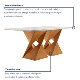 Conjunto Mesa com Vidro e 8 Cadeiras 200cmx90cm Barcelona Yescasa - 4