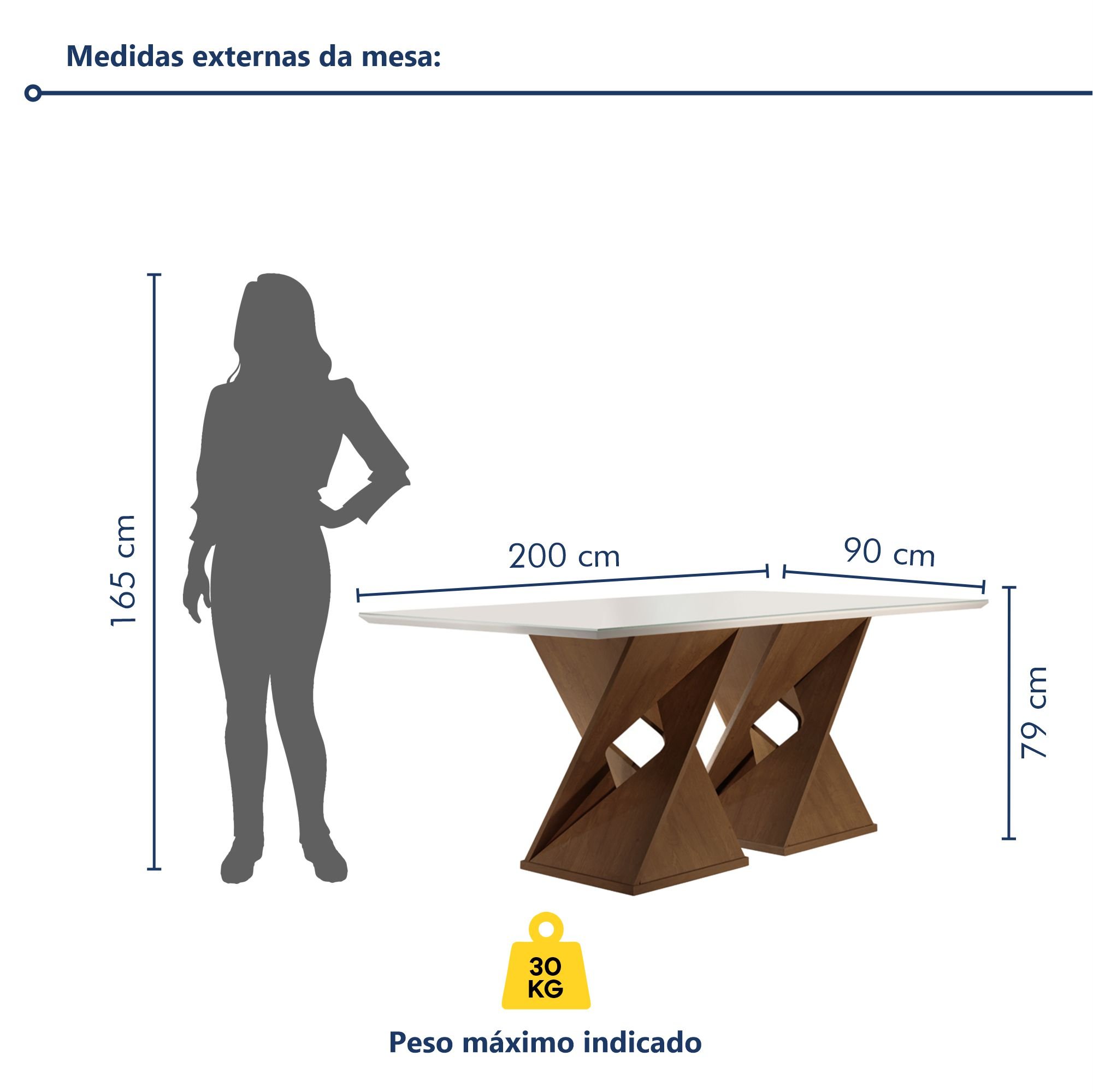 Conjunto Mesa com Vidro e 8 Cadeiras 200cmx90cm Barcelona Yescasa - 9