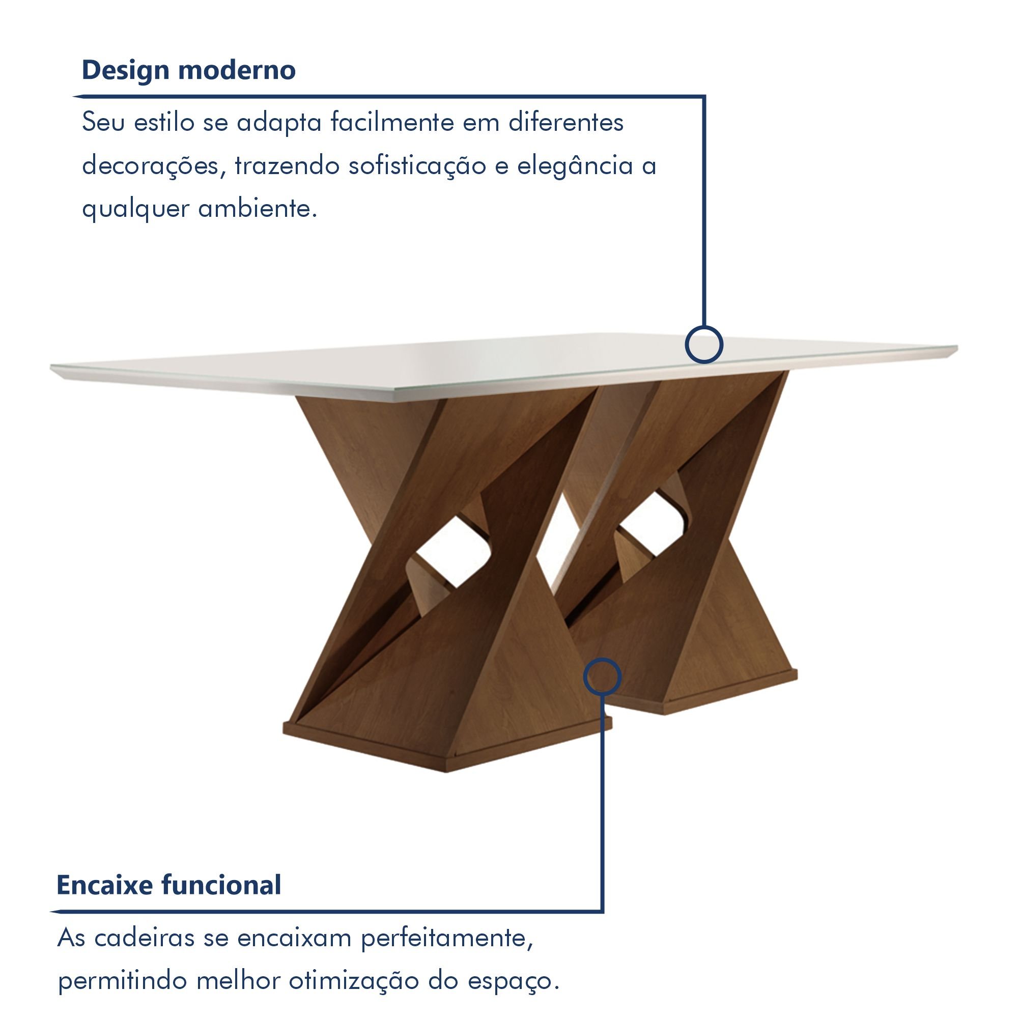 Conjunto Mesa com Vidro e 8 Cadeiras 200cmx90cm Barcelona Yescasa - 3