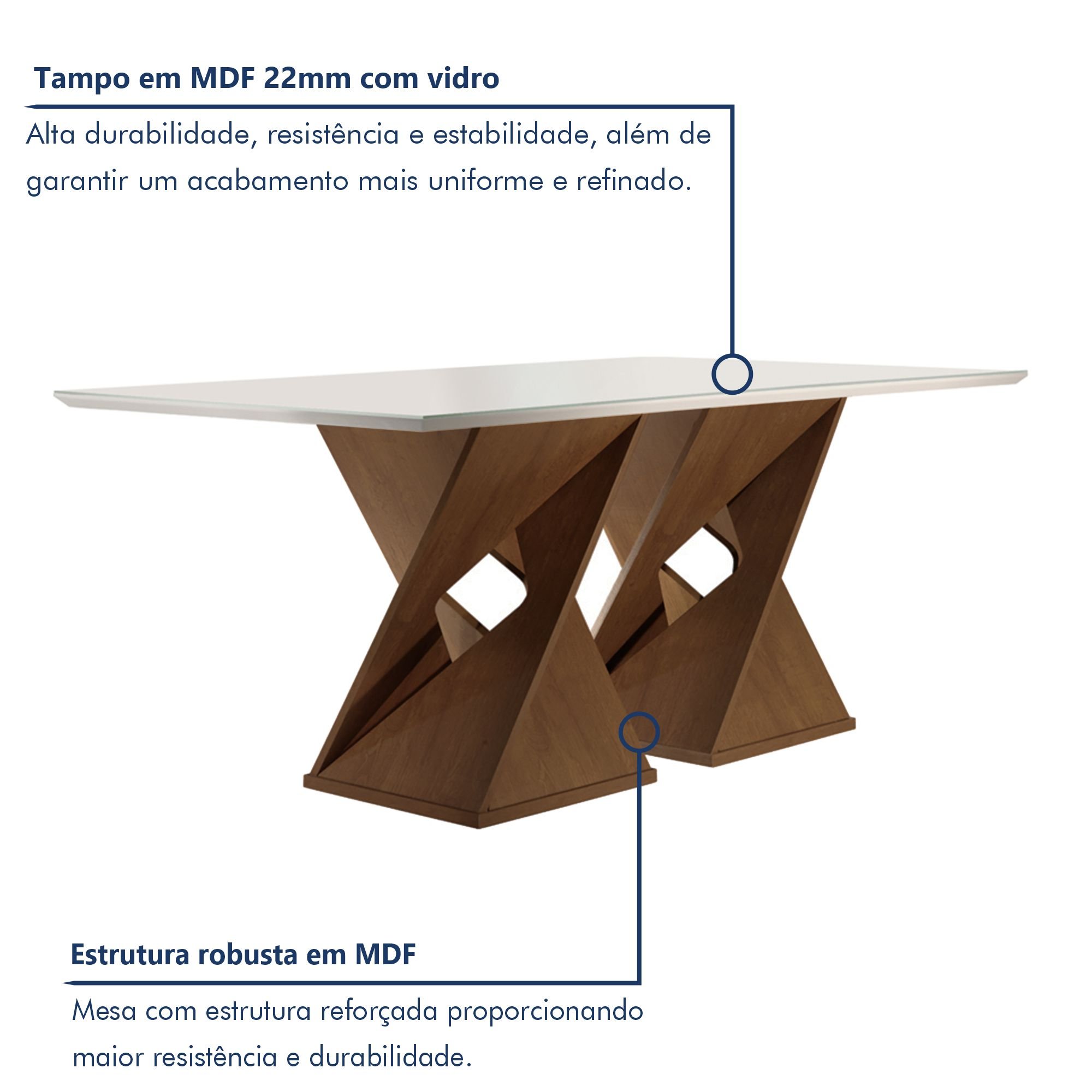 Conjunto Mesa com Vidro e 8 Cadeiras 200cmx90cm Barcelona Yescasa - 2