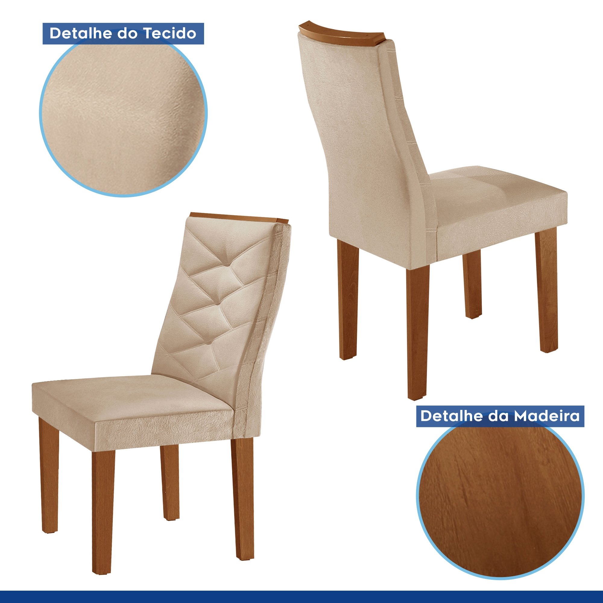 Conjunto Mesa com Vidro e 8 Cadeiras 200cmx90cm Barcelona - 5