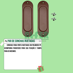 Kit Prático para Porta de Correr 80cm Trilho Cereja - 1,60m + 1 Par de Concha - 9