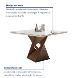 Conjunto Mesa Quadrada com Vidro e 4 Cadeiras 100cmx100cm Barcelona Yescasa - 3