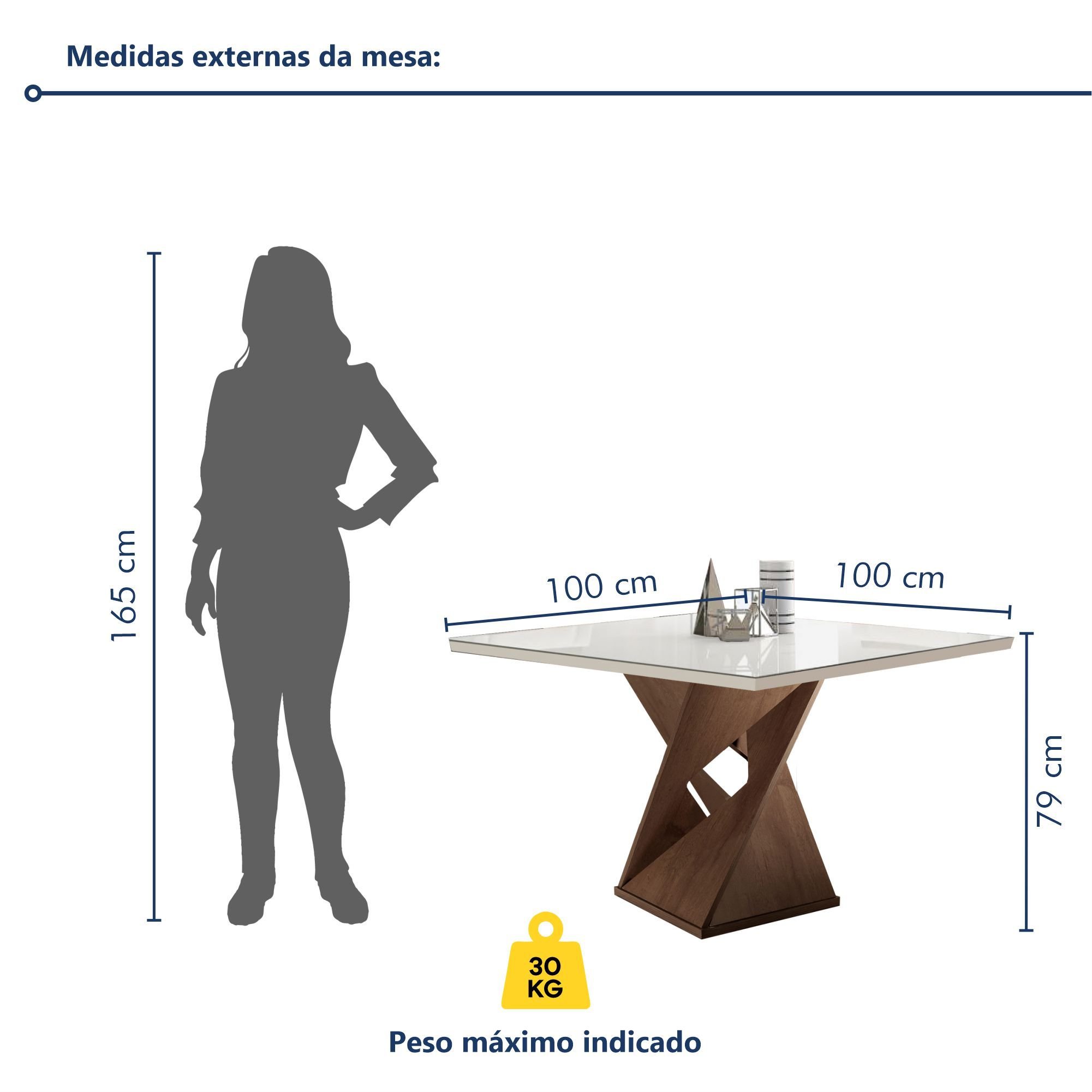 Conjunto Mesa Quadrada com Vidro e 4 Cadeiras 100cmx100cm Barcelona Yescasa - 9