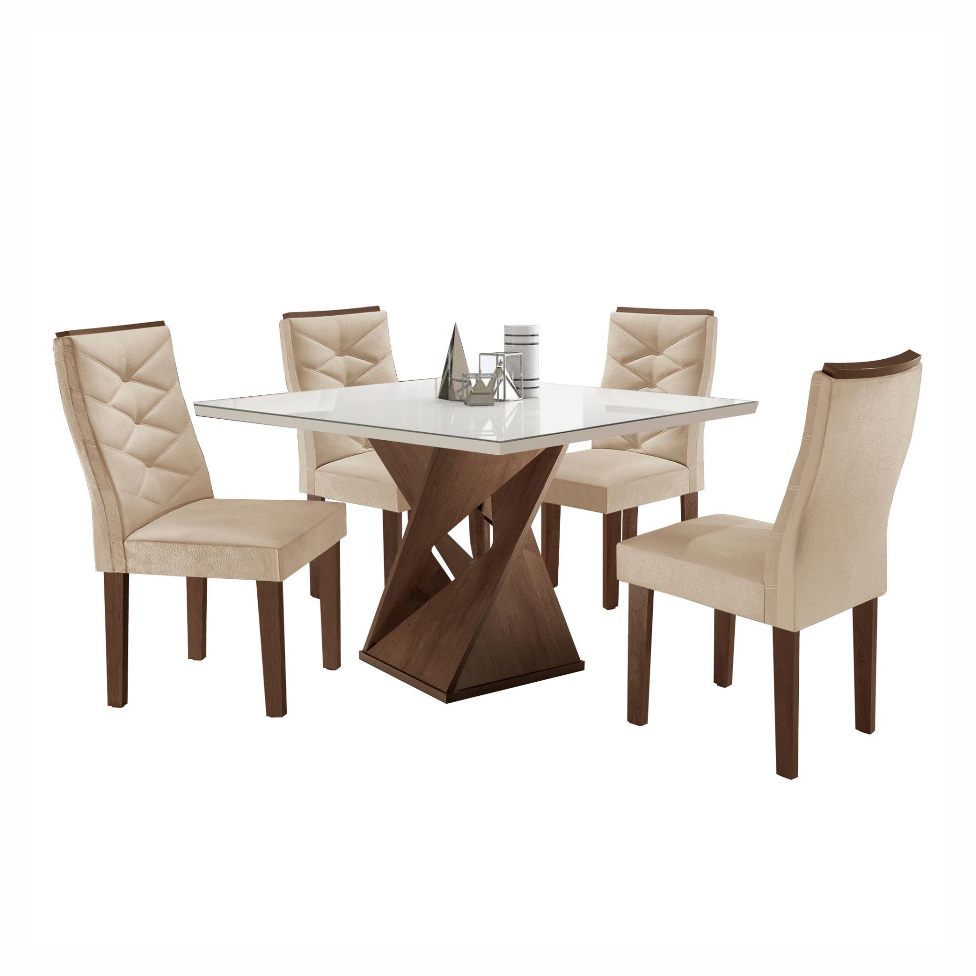 Conjunto Mesa Quadrada com Vidro e 4 Cadeiras 100cmx100cm Barcelona Yescasa - 14