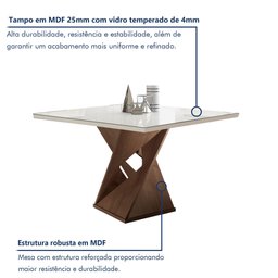 Conjunto Mesa Quadrada com Vidro e 4 Cadeiras 100cmx100cm Barcelona Yescasa - 2