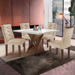 Conjunto Mesa Quadrada com Vidro e 4 Cadeiras 100cmx100cm Barcelona Yescasa - 1