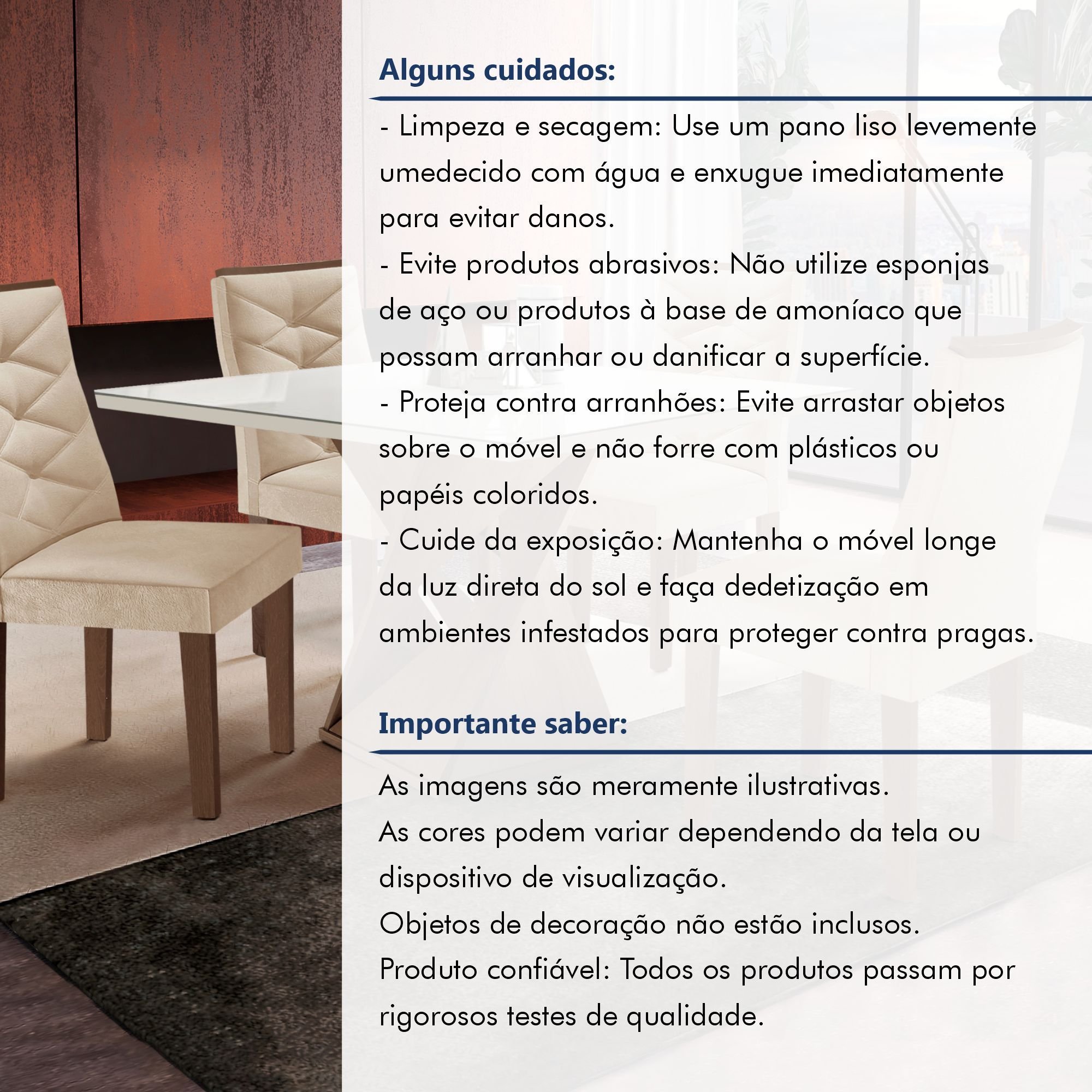 Conjunto Mesa Quadrada com Vidro e 4 Cadeiras 100cmx100cm Barcelona Yescasa - 13