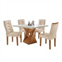 Ver imagem 2 de Conjunto Mesa Quadrada com Vidro e 4 Cadeiras 100cmx100cm Barcelona Yescasa