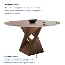 Conjunto Mesa Redonda com Vidro e 6 Cadeiras Tampo 120cmx120cm Barcelona Yescasa - 3