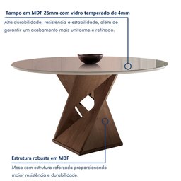 Conjunto Mesa Redonda com Vidro e 6 Cadeiras Tampo 120cmx120cm Barcelona Yescasa - 2