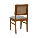 Ver imagem 4 de Kit 2 Cadeiras Madeira Maciça Lyon Encosto Telinha Amêndoa Assento Estofado Linho Cinza Mescla Imper