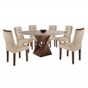 Ver imagem 2 de Conjunto Mesa Redonda com Vidro e 6 Cadeiras Tampo 120CMX120CM Barcelona Yescasa