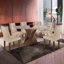 Ver imagem 1 de Conjunto Mesa Redonda com Vidro e 6 Cadeiras Tampo 120CMX120CM Barcelona Yescasa