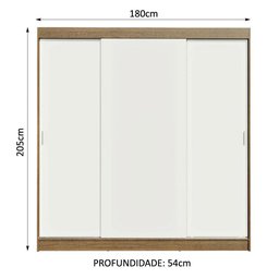 Guarda-roupa Casal Madesa Reno 3 Portas de Correr - 4
