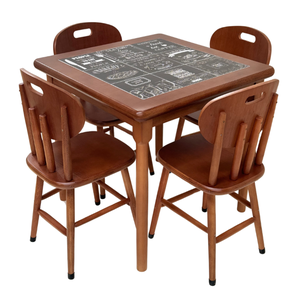 Conjunto de Mesa Jantar Madeira 80x80 Fast Food Preto com 4 Cadeiras Marrom