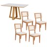 Mesa de Jantar 135cm C/ 4 Cadeiras Estofadas Dalla Costa Mdf Cor:off White com Freijó e Cesare - 1
