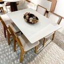 Ver mais imagens de Mesa de Jantar 135cm C/ 4 Cadeiras Estofadas Dalla Costa Mdf Cor:off White com Freijó e Cesare