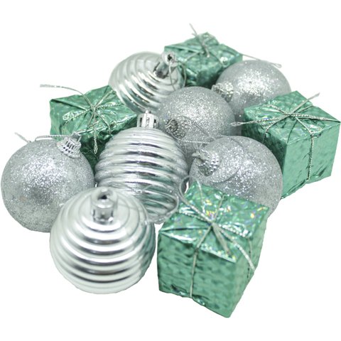 Kit 33 Peças Enfeite Tubo Natalino Árvore Natal Verde 5cm