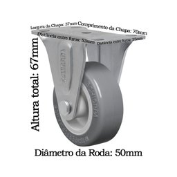 6 Rodízio Roda Fixo Fl 210 50mm Sem Freio Pvc Anti Risco Forte 40kg - 2