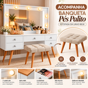 Ver imagem 2 de Penteadeira Camarim Retrô com Banqueta 5 Gavetas Espelho Iluminado