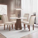 Ver imagem 1 de Conjunto Mesa Tampo Redondo Plus Vidro Kansas 100cm 4 Cadeiras Arizona