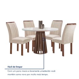 Conjunto Mesa Tampo Redondo Plus Vidro Kansas 100cm 4 Cadeiras Arizona - 8